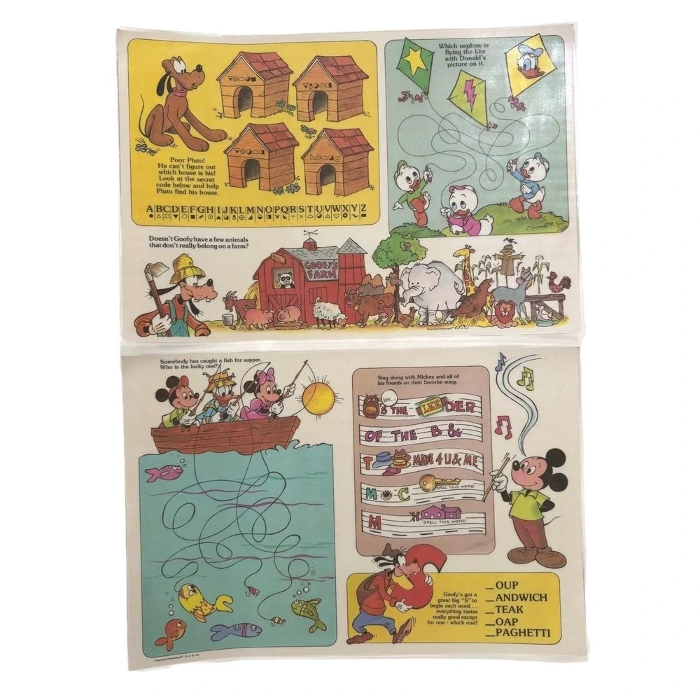 Lot of 2 Vintage Disney‎ Plastic Coated 17